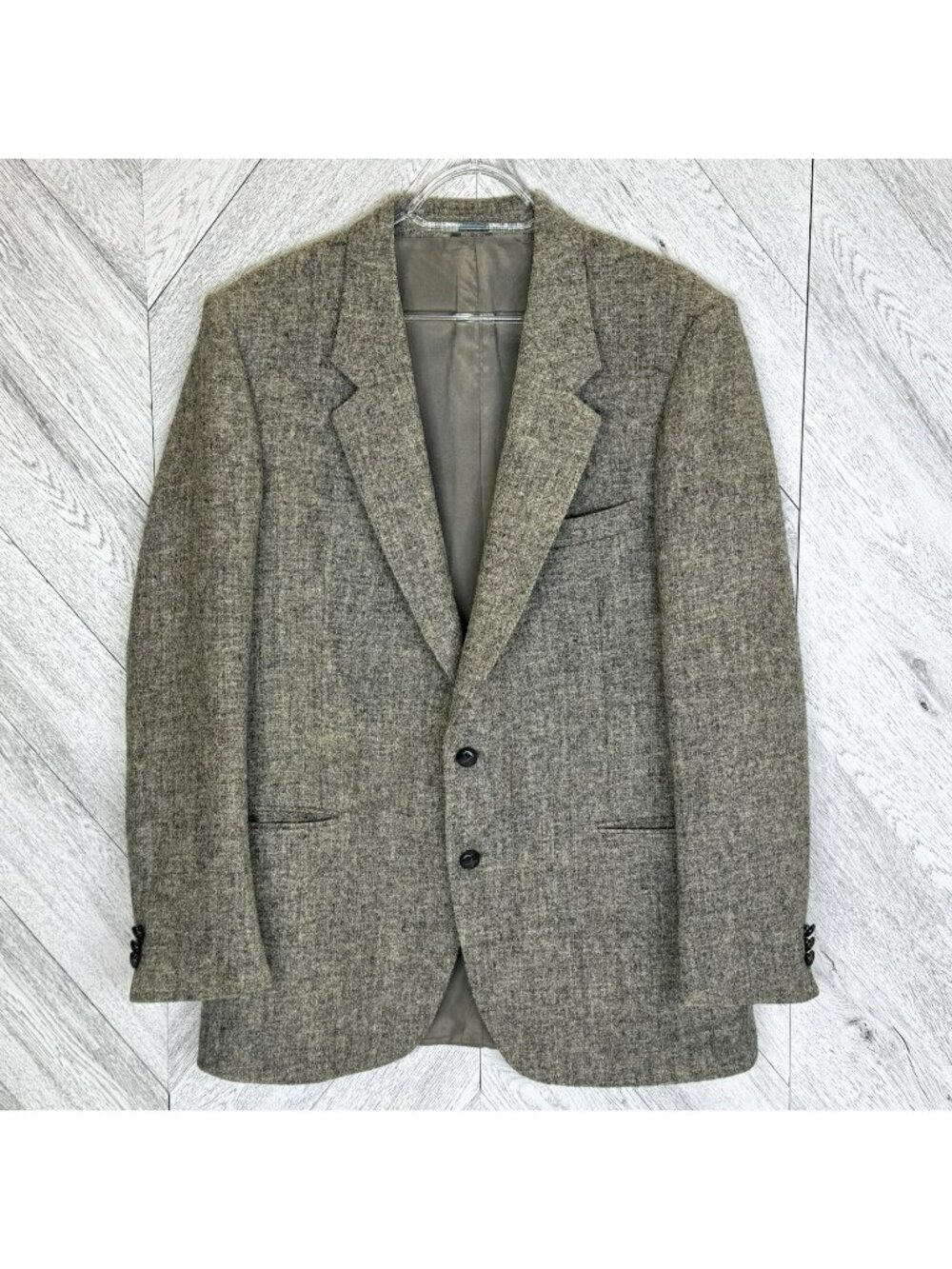 Vintage Harris Tweed Blazer Sport Coat Jacket 100% Wool Gray Mens Size 42R
